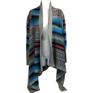 Stetson Women's Cotton Size XS Western Gray Long Sleeve Cardigan Sweater Striped